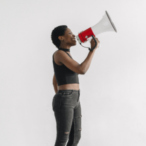 woman with a megaphone